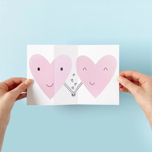Charger l'image dans la galerie, Carte de souhait à déplier - Deux Coeurs