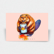 Load image into Gallery viewer, Beaver Drinking Maple Syrup Postcard - Montréal