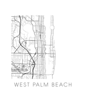 Load image into Gallery viewer, West Palm Beach Map Black and White Print - florida Black and White Map Print