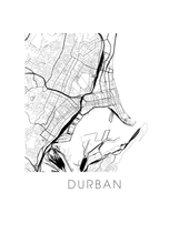 Charger l'image dans la galerie, Affiche cartographique de Durban - Style Noir et Blanc