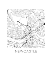 Charger l'image dans la galerie, Affiche cartographique de Newcastle - Style Noir et Blanc