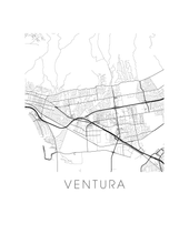 Load image into Gallery viewer, Ventura Map Black and White Print - california Black and White Map Print