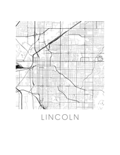 Charger l'image dans la galerie, Affiche cartographique de Lincoln - Style Noir et Blanc