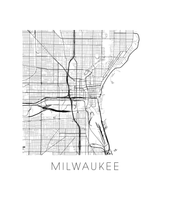 Charger l'image dans la galerie, Affiche cartographique de Milwaukee - Style Noir et Blanc