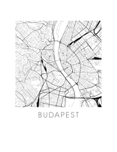 Load image into Gallery viewer, Budapest Map Black and White Print - hungary Black and White Map Print