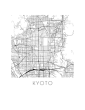 Load image into Gallery viewer, Kyoto Map Black and White Print - japan Black and White Map Print