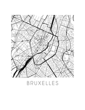 Charger l'image dans la galerie, Affiche cartographique de Bruxelles - Style Noir et Blanc