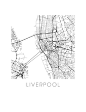 Charger l'image dans la galerie, Affiche cartographique de Liverpool - Style Noir et Blanc