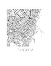 Charger l'image dans la galerie, Affiche cartographique de Bogota - Style Noir et Blanc