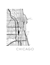 Charger l'image dans la galerie, Affiche cartographique de Chicago - Style Noir et Blanc