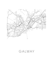 Load image into Gallery viewer, Galway Map Black and White Print - ireland Black and White Map Print