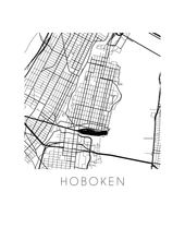 Load image into Gallery viewer, Hoboken Map Black and White Print - new jersey Black and White Map Print