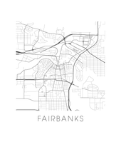 Load image into Gallery viewer, Fairbanks Map Black and White Print - alaska Black and White Map Print