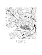 Load image into Gallery viewer, Porto Map Black and White Print - portugal Black and White Map Print