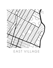Load image into Gallery viewer, East Village Map Black and White Print - new york Black and White Map Print