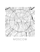 Load image into Gallery viewer, Moscow Map Black and White Print - russia Black and White Map Print