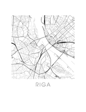Load image into Gallery viewer, Riga Map Black and White Print - latvia Black and White Map Print