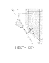 Load image into Gallery viewer, Siesta Key Map Black and White Print - florida Black and White Map Print