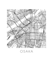 Charger l'image dans la galerie, Affiche cartographique de Osaka - Style Noir et Blanc