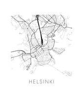 Charger l'image dans la galerie, Affiche cartographique de Helsinki - Style Noir et Blanc