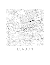 Charger l'image dans la galerie, Affiche cartographique de London Ontario - Style Noir et Blanc