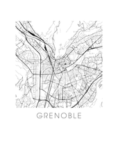Load image into Gallery viewer, Grenoble Map Black and White Print - france Black and White Map Print