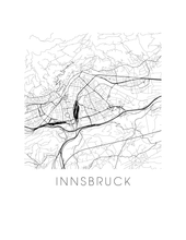 Load image into Gallery viewer, Innsbruck Map Black and White Print - austria Black and White Map Print