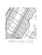 Load image into Gallery viewer, Upper East Side Map Black and White Print - new york Black and White Map Print