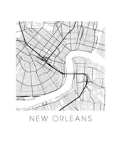 Charger l'image dans la galerie, Affiche cartographique de New Orleans - Style Noir et Blanc