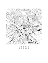 Charger l'image dans la galerie, Affiche cartographique de Leeds - Style Noir et Blanc