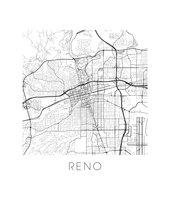 Load image into Gallery viewer, Reno Map Black and White Print - nevada Black and White Map Print
