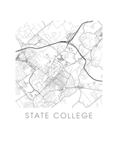 Load image into Gallery viewer, State College Map Black and White Print - pennsylvania Black and White Map Print