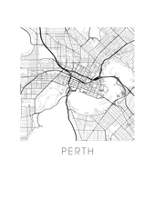 Load image into Gallery viewer, Perth Map Black and White Print - australia Black and White Map Print