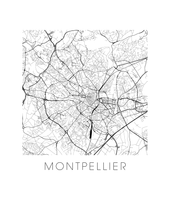 Load image into Gallery viewer, Montpellier Map Black and White Print - france Black and White Map Print