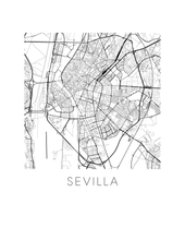 Load image into Gallery viewer, Sevilla Map Black and White Print - spain Black and White Map Print