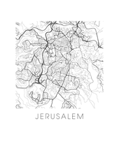 Load image into Gallery viewer, Jerusalem Map Black and White Print - israel Black and White Map Print