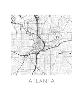 Charger l'image dans la galerie, Affiche cartographique de Atlanta - Style Noir et Blanc