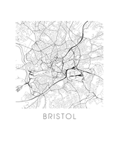 Load image into Gallery viewer, Bristol Map Black and White Print - england Black and White Map Print