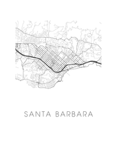 Load image into Gallery viewer, Santa Barbara Map Black and White Print - california Black and White Map Print