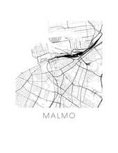 Load image into Gallery viewer, Malmo Map Black and White Print - sweden Black and White Map Print