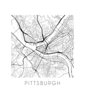 Charger l'image dans la galerie, Affiche cartographique de Pittsburgh - Style Noir et Blanc