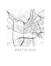 Charger l'image dans la galerie, Affiche cartographique de Bratislava - Style Noir et Blanc