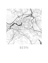 Load image into Gallery viewer, Bern Map Black and White Print - switzerland Black and White Map Print