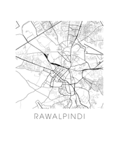 Load image into Gallery viewer, Rawalpindi Map Black and White Print - pakistan Black and White Map Print