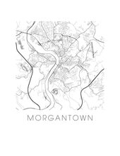 Load image into Gallery viewer, Morgantown Map Black and White Print - west virginia Black and White Map Print