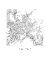 Load image into Gallery viewer, La Paz Map Black and White Print - bolivia Black and White Map Print