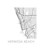 Load image into Gallery viewer, Hermosa Beach Map Black and White Print - california Black and White Map Print
