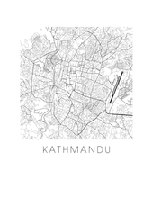Load image into Gallery viewer, Kathmandu Map Black and White Print - nepal Black and White Map Print