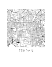 Load image into Gallery viewer, Tehran Map Black and White Print - iran Black and White Map Print