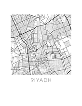 Load image into Gallery viewer, Riyadh Map Black and White Print - saudi arabia Black and White Map Print